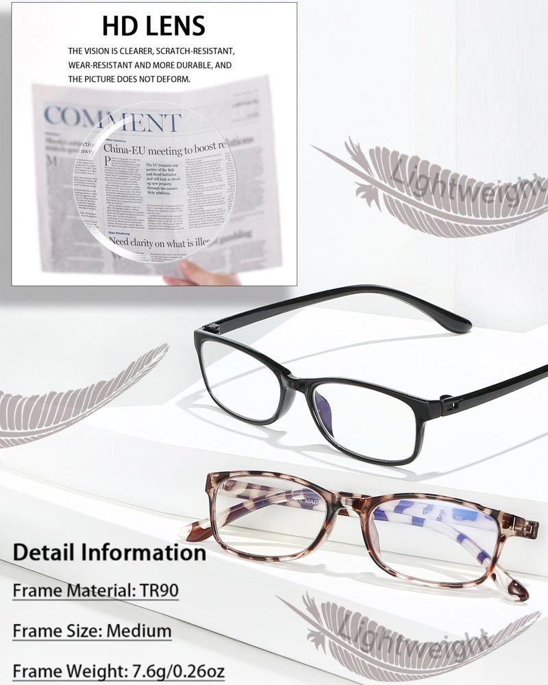 EYEURL Reading Glasses Womens Blue Light Blocking - 2 Pack Lightweight Computer Readers +1.5 Glare Blocking Ladies Eyeglass - Image 2