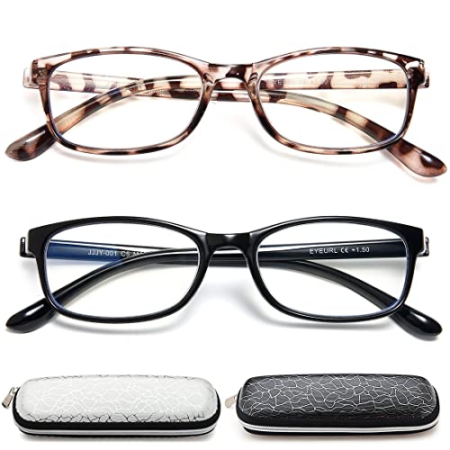 EYEURL Reading Glasses Womens Blue Light Blocking - 2 Pack Lightweight Computer Readers +1.5 Glare Blocking Ladies Eyeglass - Image 1