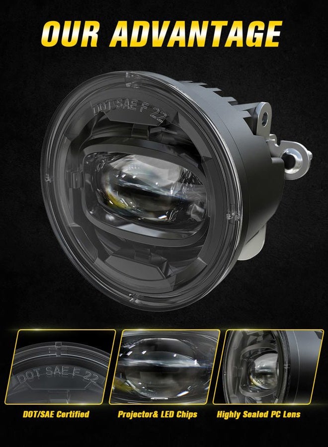 4X4FLSTC LED Fog Lights Assembly Replacement Compatible with 2001-2006 Chevy Tahoe Z71 and Suburban Z71 1500, 1994-2003 Pontiac Grand Prix, 2000-2005 Pontiac Sunfire DOT Approved Bumper Driving light - Image 3