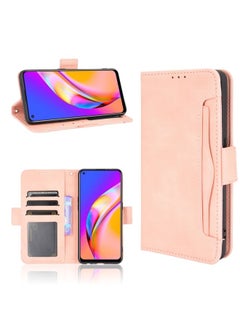 HuHa Case Cover For OPPO A94 4G/F19 Pro 4G/Reno5 F/Reno5 Lite Skin Feel Calf Pattern Horizontal Flip Leather Case with Holder & Card Slots & Photo Frame Pink 