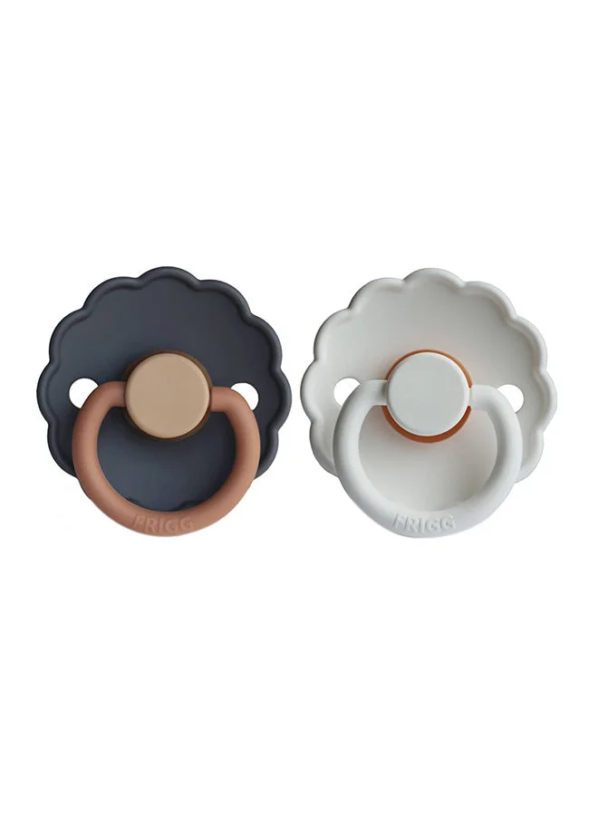 FRIGG Pack Of 2 Daisy Latex Baby Pacifier 0-6M, Aurora/Bright White - Size 1
