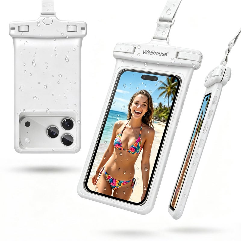 wellhouse Waterproof Phone Pouch, Waterproof Phone Case for iPhone 16 15 14 13 12 Pro Max XS Samsung, IPX8 3D Cellphone Dry Bag Beach Essentials (1 Pack - Olive7.0, 7 inch) - Image 1