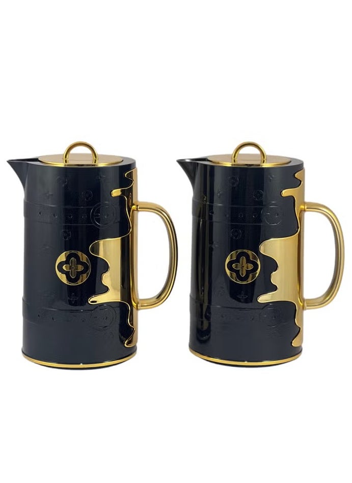 Homemaker Luxury 2-Piece 1L Flask Set – Black & Gold | Glass Inner, ABS Outer | Leak-Proof Insulated Thermos for Hot & Cold Drinks | Stylish & Travel-Ready – Made in Turkey  - Image 3