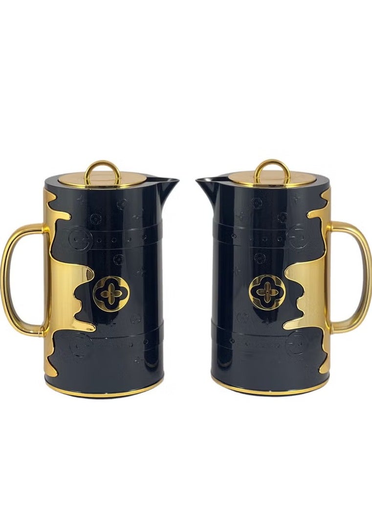 Homemaker Luxury 2-Piece 1L Flask Set – Black & Gold | Glass Inner, ABS Outer | Leak-Proof Insulated Thermos for Hot & Cold Drinks | Stylish & Travel-Ready – Made in Turkey  - Image 2