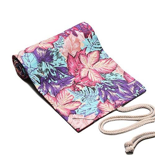 DIYOMR 24/36/72 Slots Pencil Wrap Pencil Rolls, Artist Colored Pencils Roll Up Bag Short Brushes Pouch Case Pencils Organizer for Drawing Coloring and Sketching (Maple Leaves, 72slots) - Image 4