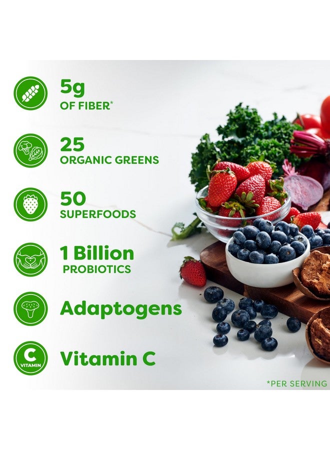 أورجين مسحوق مكمل الألياف العضوية من أورجين، مزيج 5 في 1 مع مليار بروبيوتيك، وخضروات، وفيتامين سي، ومواد تكييفية لصحة الأمعاء ودعم المناعة، غير معدلة وراثيًا، بنكهة الليمون والفراولة، 7.05 أونصة - Image 5