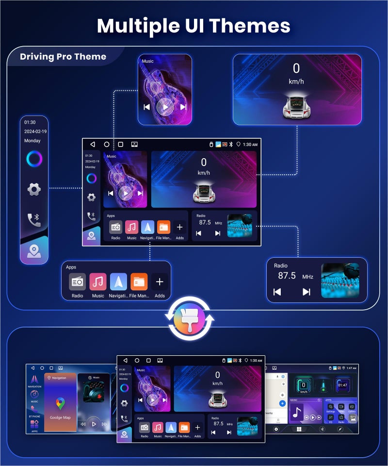 Podofo 4G 64G Car Stereo for Honda Civic 2006-2011 Radio with 10.1inch 1280x720 IPS Touch Screen AI Radio DSP 36EQ Wireless Carplay Android Auto Bluetooth 5.0 GPS FM/RDS WiFi MirrorLink AHD Backup Camera - Image 5