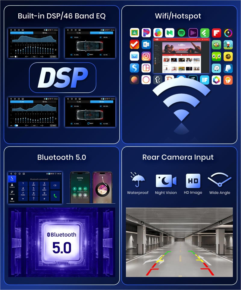 Podofo 4G 64G Car Stereo for Honda Civic 2006-2011 Radio with 10.1inch 1280x720 IPS Touch Screen AI Radio DSP 36EQ Wireless Carplay Android Auto Bluetooth 5.0 GPS FM/RDS WiFi MirrorLink AHD Backup Camera - Image 4