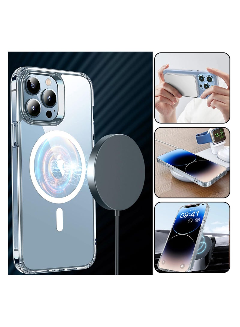 Magnetic Case Cover for iPhone 15 Pro Max, Compatible with MagSafe,Anti-Yellowing Crystal Clear Shockproof Protection Back Cover, Ultra Slim Strong Magnet Phone Shell Case for iPhone 15 Pro Max - Image 4