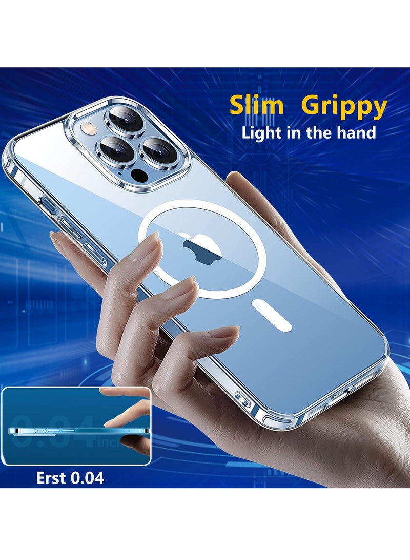 Magnetic Case Cover for iPhone 15 Pro Max, Compatible with MagSafe,Anti-Yellowing Crystal Clear Shockproof Protection Back Cover, Ultra Slim Strong Magnet Phone Shell Case for iPhone 15 Pro Max - Image 3