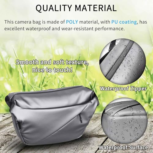INNOREL 6L Camera Sling Bag,Crossbody Lightweight Camera Bag Waterproof Camera Case CB0635 Silver with Tripod Holder,DSLR/SLR/Mirrorless for Travel, Cycling, Work, Sport, Hiking, Gym - Image 2