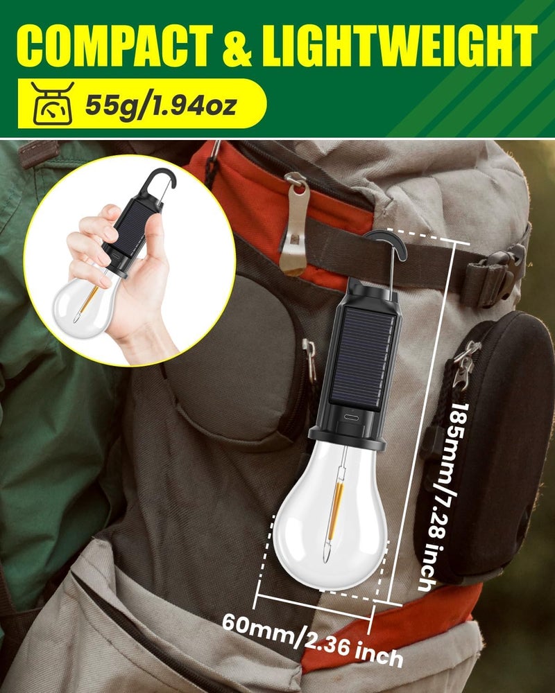 coku Solar Powered Rechargeable Emergency LED Light Bulb, Portable Waterproof Hanging Camping Lantern with 3 Modes & USB Charging, Outdoor Tent Lights for Hiking, Car, Household, Traveling (Pack 6) - Image 5
