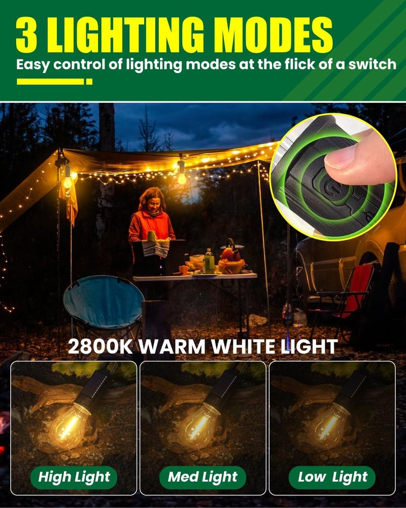coku Solar Powered Rechargeable Emergency LED Light Bulb, Portable Waterproof Hanging Camping Lantern with 3 Modes & USB Charging, Outdoor Tent Lights for Hiking, Car, Household, Traveling (Pack 6) - Image 4