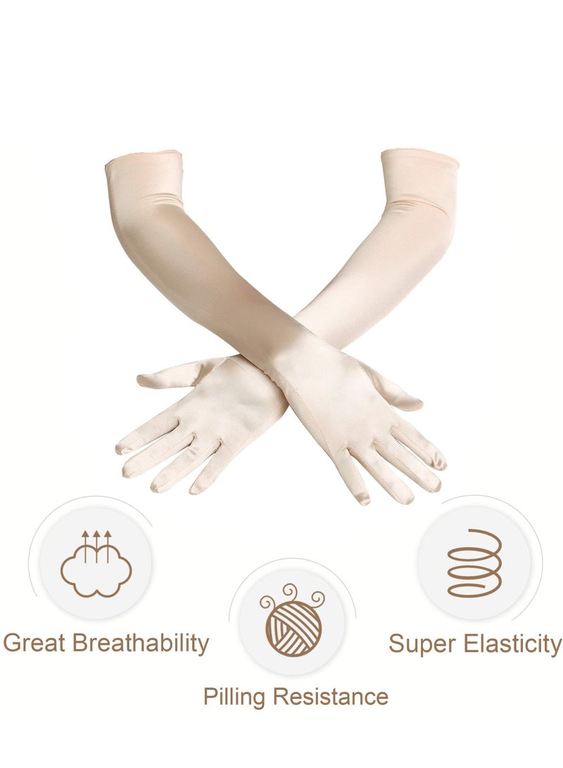 1920s Prom Theme Party Costume Accessory Set, Ladies Baffle Feather Hairband Headband Pearl Necklace Gloves Plastic Holder - Image 3