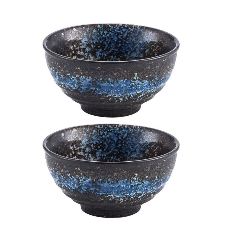 Vintage Ceramic Ramen Bowl Set Of 2 Microwave Safe Stoneware Japanese Soup Bowls - Image 2