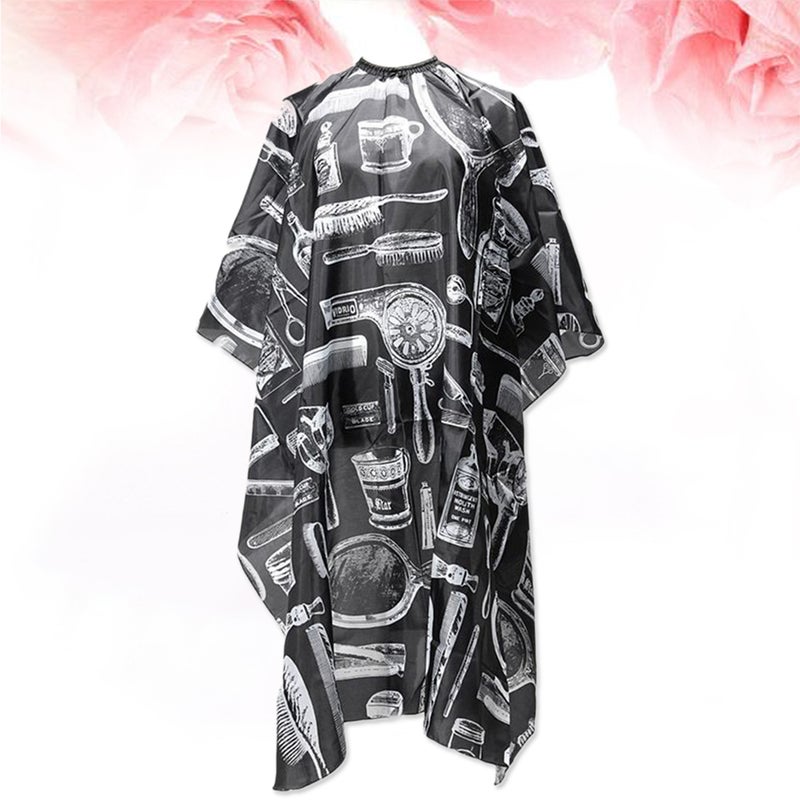 Professional Salon Barbers Hairstylist Hairdressing Printed Waterproof Non-sticky Hair Cutting Gown Cloth Cape(Black) - Image 4