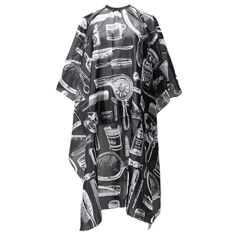 Professional Salon Barbers Hairstylist Hairdressing Printed Waterproof Non-sticky Hair Cutting Gown Cloth Cape(Black) - Image 1