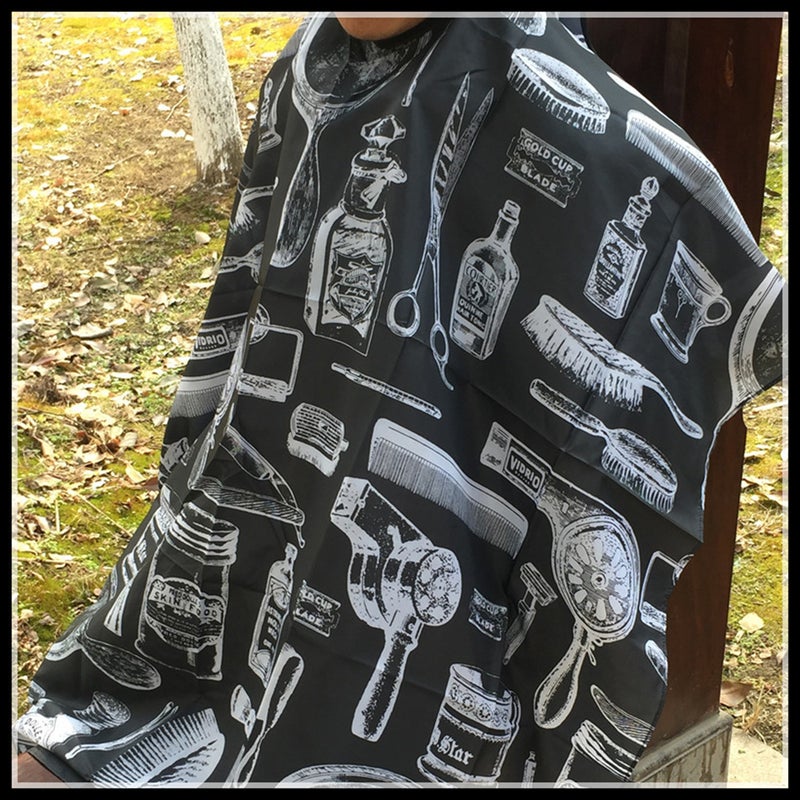 Professional Salon Barbers Hairstylist Hairdressing Printed Waterproof Non-sticky Hair Cutting Gown Cloth Cape(Black) - Image 5