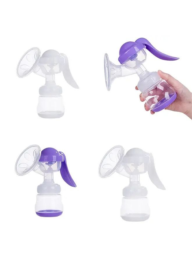 White Purple Manual Breast Pump Portable Lightweight Easy Clean Compact Design for Travel Home Use - Image 2