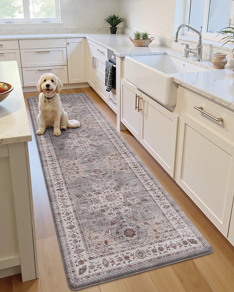 LUMI Anti Fatigue Kitchen Mat, Waterproof & Stain-Resistant Cushioned Standing Mat, Non-Slip Comfort Rug for Kitchen, Sink, Laundry, Home Office, 24" x 87", Grey - Image 3