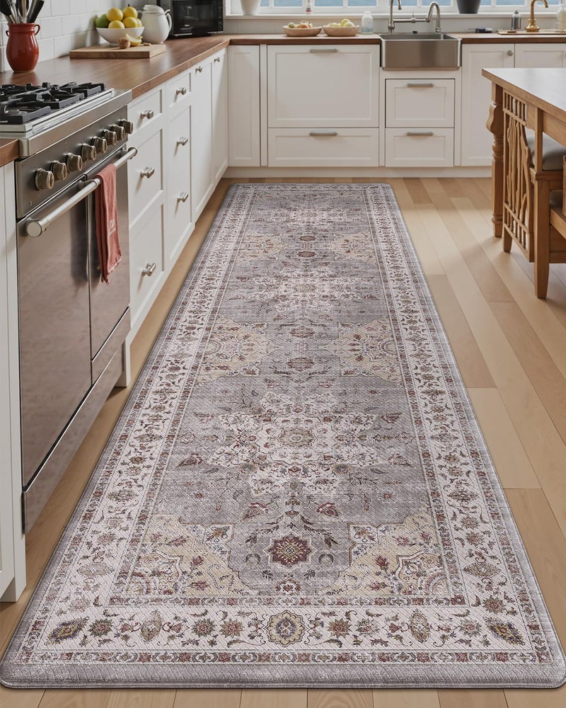 LUMI Anti Fatigue Kitchen Mat, Waterproof & Stain-Resistant Cushioned Standing Mat, Non-Slip Comfort Rug for Kitchen, Sink, Laundry, Home Office, 24" x 87", Grey - Image 1