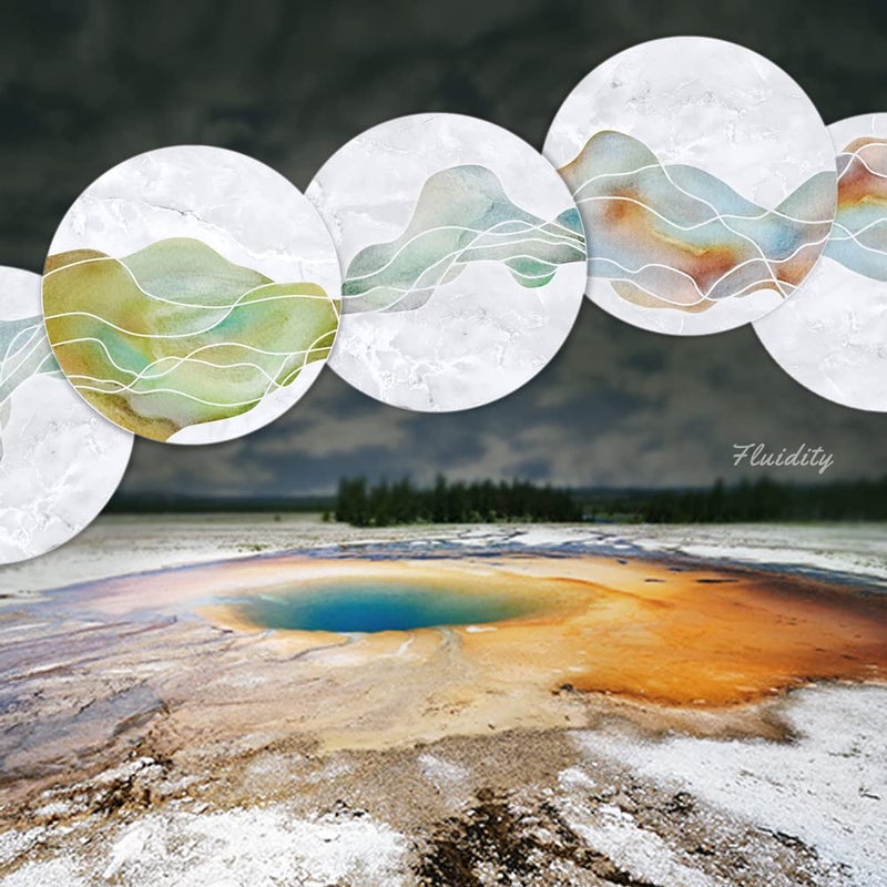 UMIRRO Ceramic Stone Coasters for Drinks Absorbent with Holder | Agate Style Coasters Set with White Marble Texture Background | Cool Cup Mat with Geode Pattern | Unique Fancy Tabletop Protection Mat - Image 5