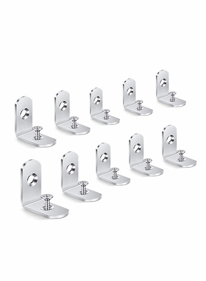 SYOSI 10 Pieces Corner Brace L Brackets Heavy-Duty 30 mm x 30 mm Right Angle Brackets Metal Corner Brackets 90 Degree Bracket for Wood Shelves Dressers Chairs with Screws  - Image 1