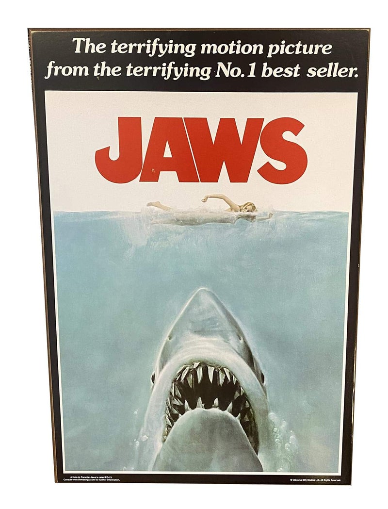 Silver Buffalo Silver Buffalo Jaws Movie Poster Wood Wall Decor 13 in x 19 inches Multicolor 