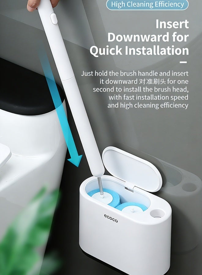 ecoco Disposable Toilet Brush (Wall Mounted Toilet Brush+8 Ocean Fragrance Brush Heads), Household Brush Wall Mounted Dead Angle Cleaning Toilet Brush - Image 5