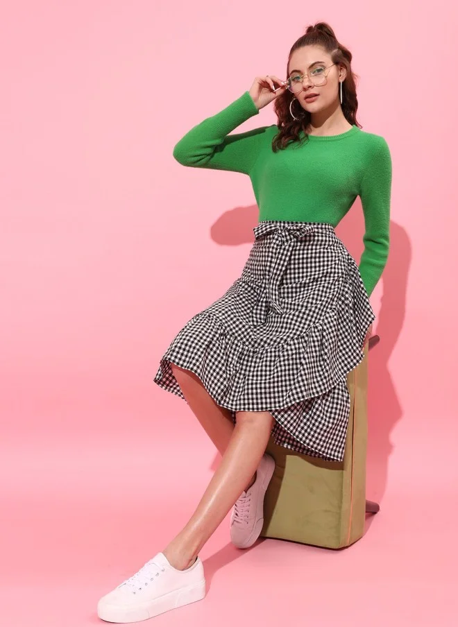 STREET 9 Solid Green Pullover for Women