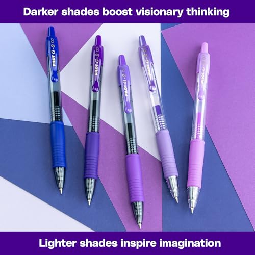 Pilot G2 Premium Gel Roller Pens, Fine Point Gel Pens, Boost Purple Pack, The Colors of Creativity, 8-Pack Pouch, 0.7 mm, Assorted - Ideal for School, Journaling, & Office Writing - Image 5