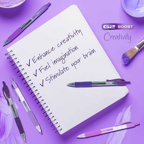 Pilot G2 Premium Gel Roller Pens, Fine Point Gel Pens, Boost Purple Pack, The Colors of Creativity, 8-Pack Pouch, 0.7 mm, Assorted - Ideal for School, Journaling, & Office Writing - Image 3