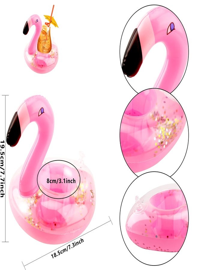 Sonarun 40 Pack Inflatable Flamingo Drink Holder Glitter Confetti Pink Flamingo Drink Floats Sparkling Blow Up Flamingo Cup Holder for Summer Pool Beach Hawaiian Party Toys - Image 2