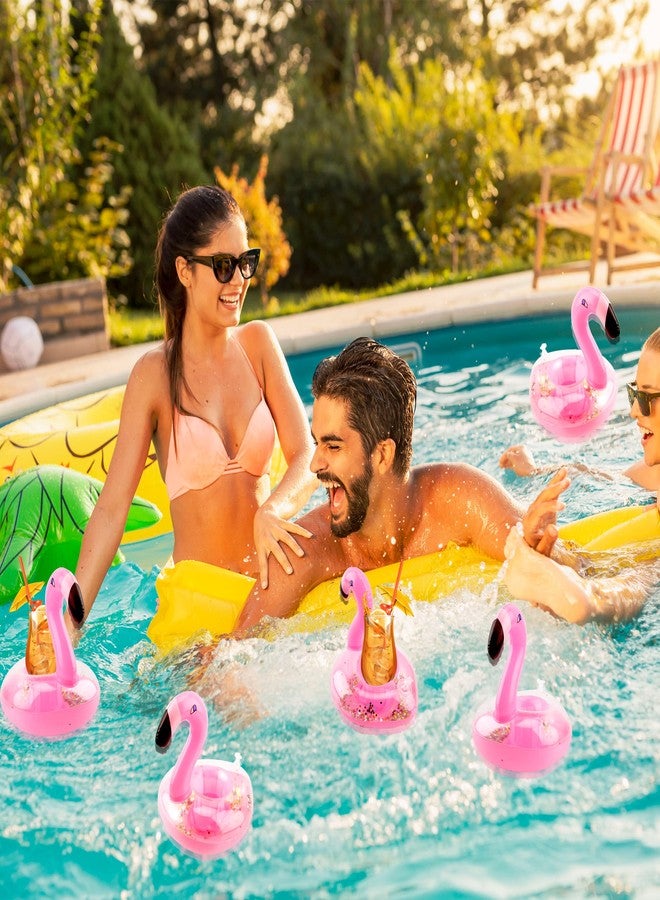 Sonarun 40 Pack Inflatable Flamingo Drink Holder Glitter Confetti Pink Flamingo Drink Floats Sparkling Blow Up Flamingo Cup Holder for Summer Pool Beach Hawaiian Party Toys - Image 4