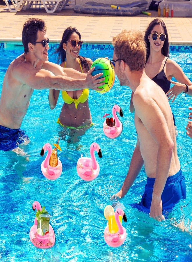 Sonarun 40 Pack Inflatable Flamingo Drink Holder Glitter Confetti Pink Flamingo Drink Floats Sparkling Blow Up Flamingo Cup Holder for Summer Pool Beach Hawaiian Party Toys - Image 3