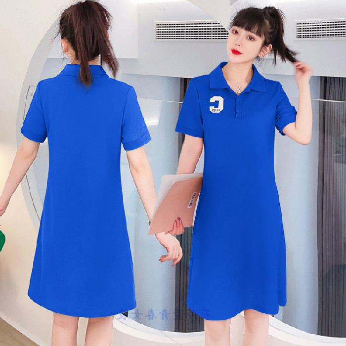 2024 Summer New Polo Dress Casual Womens Tee Klein blue - Image 1
