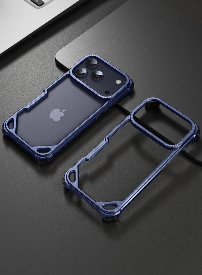 OATSBASF for iPhone 17 Pro Max Bumper Case, No Back Design, Aluminum Frame Slim Fit, Compatible with MagSafe, 4 Corner Shockproof Protection, Blue - Image 2