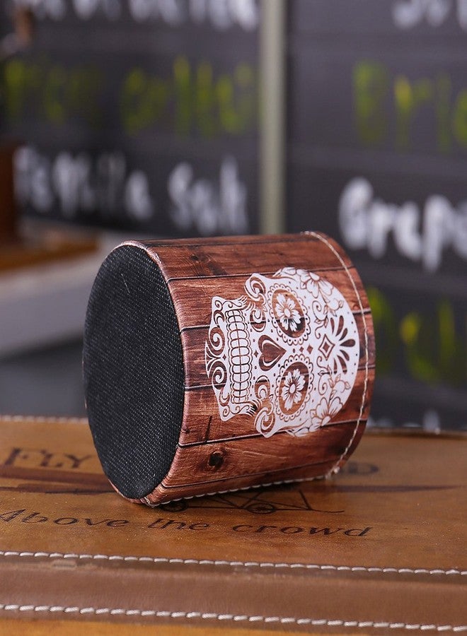 LINKWELL Antique Halloween Wood Slat Sugar Skull PU leather Pencil Pen Holder Desk Organizer PH03 - Image 4