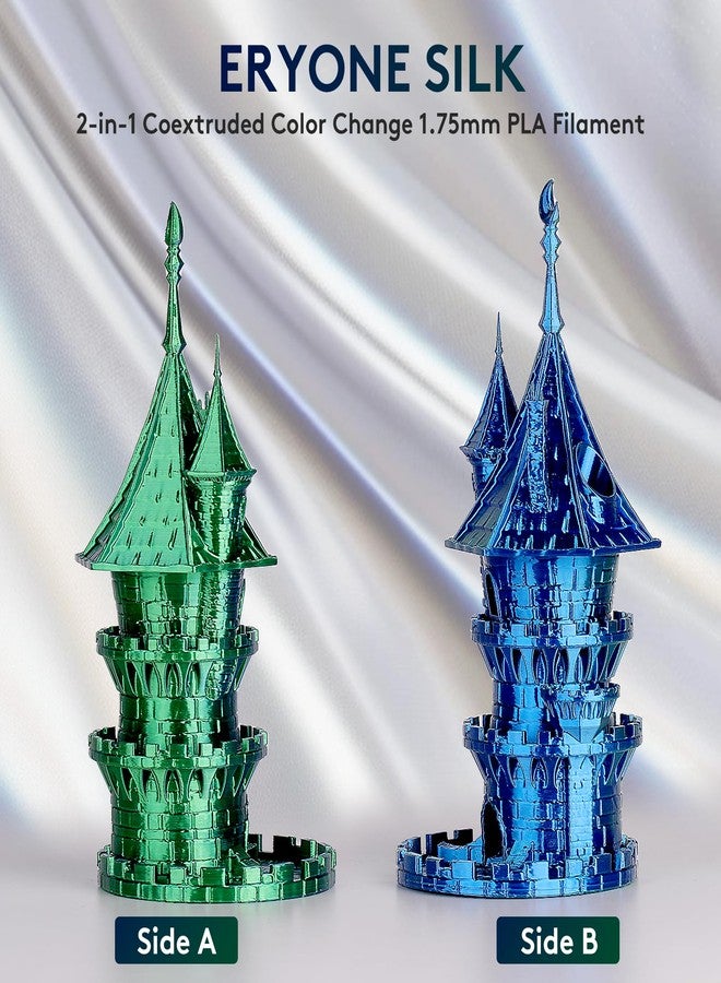 ERYONE Silk Dual Color Filament PLA 3D Printer 1.75mm, +/-0.03mm, Color Change PLA Shiny Filament 1kg(2.2lbs), Blue Green - Image 3