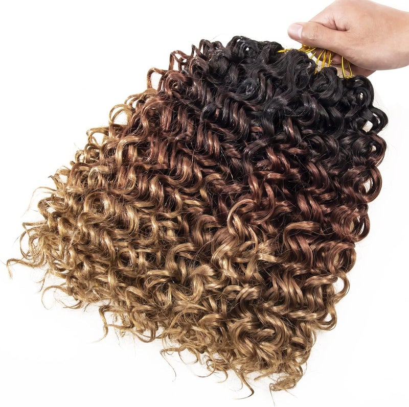 QRHSUKA شعر محبوك بنمط GoGo Curl للنساء، بتموجات مائية وشعر بشري مموج، إضافات شعر صناعية (طول 12 بوصة، عبوة تحتوي على 6 قطعات)، اللون 1B/30/27 - Image 5