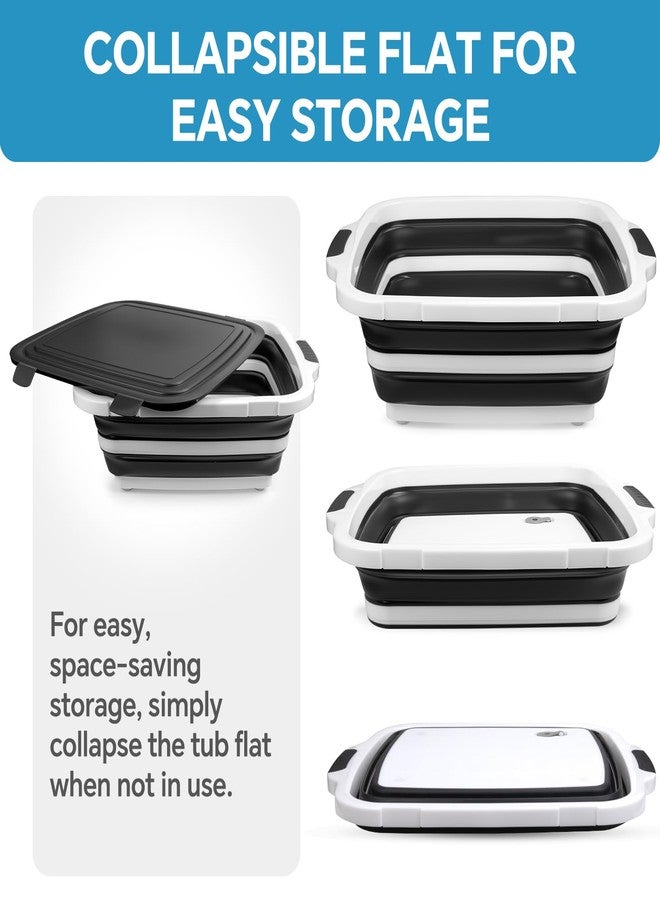 XUDAKAIXIN Collapsible BBQ Prep Tub for Meal Prep, Marinating,Food Storage, picnics, camping, barbecues,cutting fruits and vegetables - Includes Cutting Board and Locking Lid,(X-Large) Black - Image 3