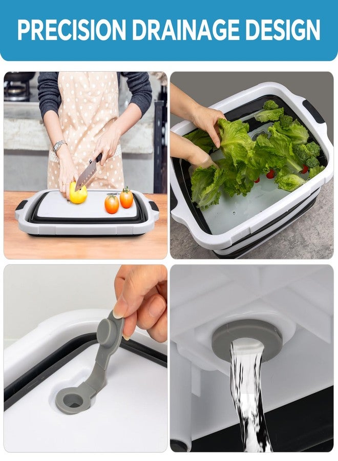 XUDAKAIXIN Collapsible BBQ Prep Tub for Meal Prep, Marinating,Food Storage, picnics, camping, barbecues,cutting fruits and vegetables - Includes Cutting Board and Locking Lid,(X-Large) Black - Image 5