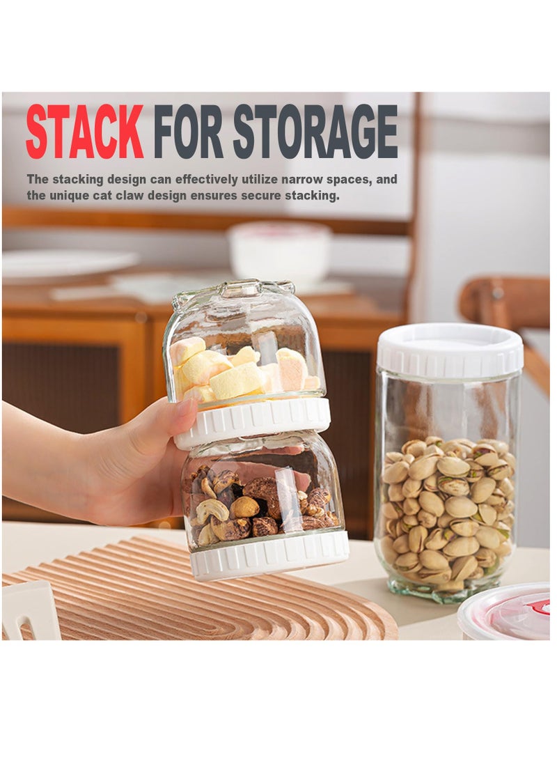 Excefore Glass Jars with Screw Airtight Lids, Cute Wide Mouth Bottle Glass Storage Jars with Lids for Food Candy Grain Kitchen, Cat Claws Overnight Oats Containers Jars Small Stackable Canning Jar, Set of 3 - Image 3