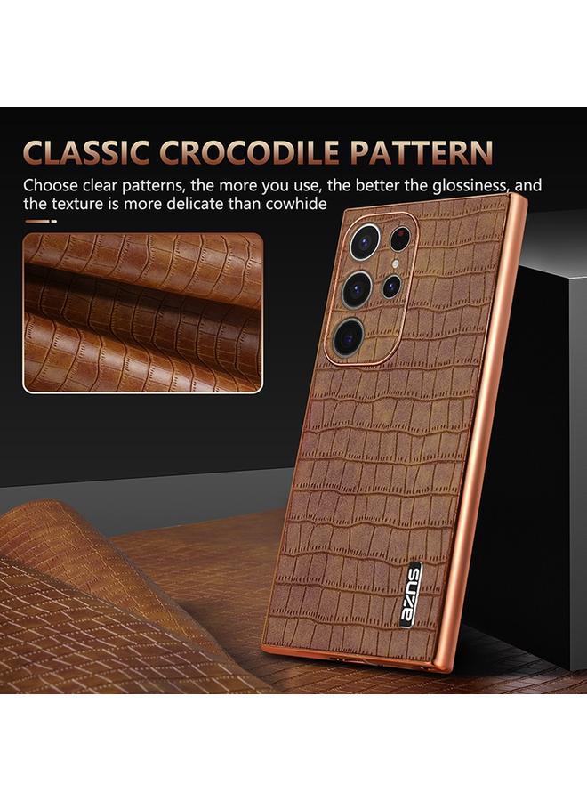 erorex Case For Samsung Galaxy S22 Ultra 5G Electroplated Frame Crocodile Texture Full Coverage Phone Case - Image 5