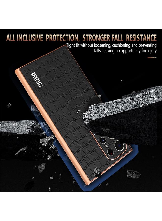 erorex Case For Samsung Galaxy S22 Ultra 5G Electroplated Frame Crocodile Texture Full Coverage Phone Case - Image 4