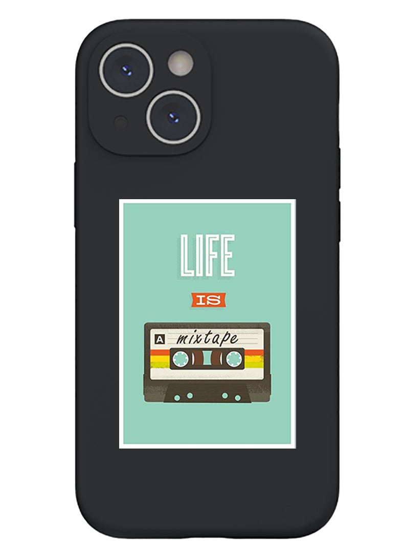 Theodor Protective Slim Fit Case Liquid Silicone Cover with Full Body Protection Anti-Scratch Shockproof Case For iPhone 15 Plus Black - Life is a Mixtape - Image 1