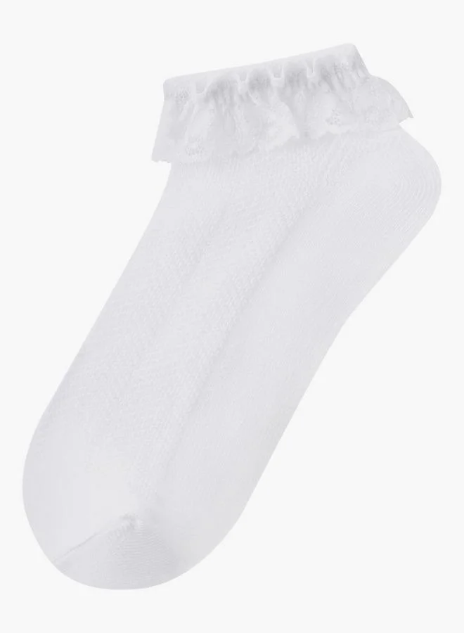 جونيورز Pack Of 3 Girls School Socks With Frill Accent