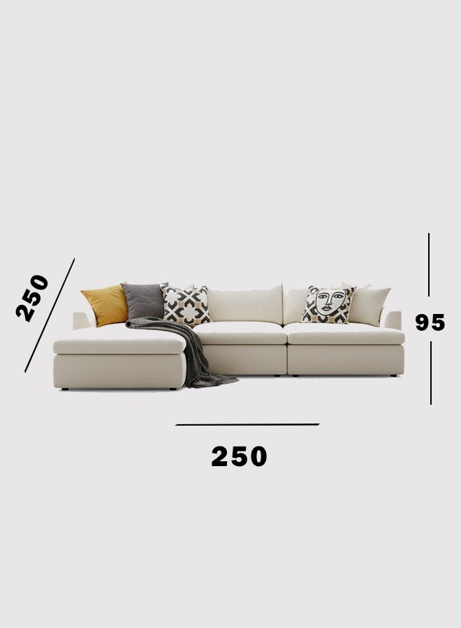 HomeJoyz |  Sophisticated Suede Sectional Sofa - L-Shape Design - Beige Luxury - Image 4