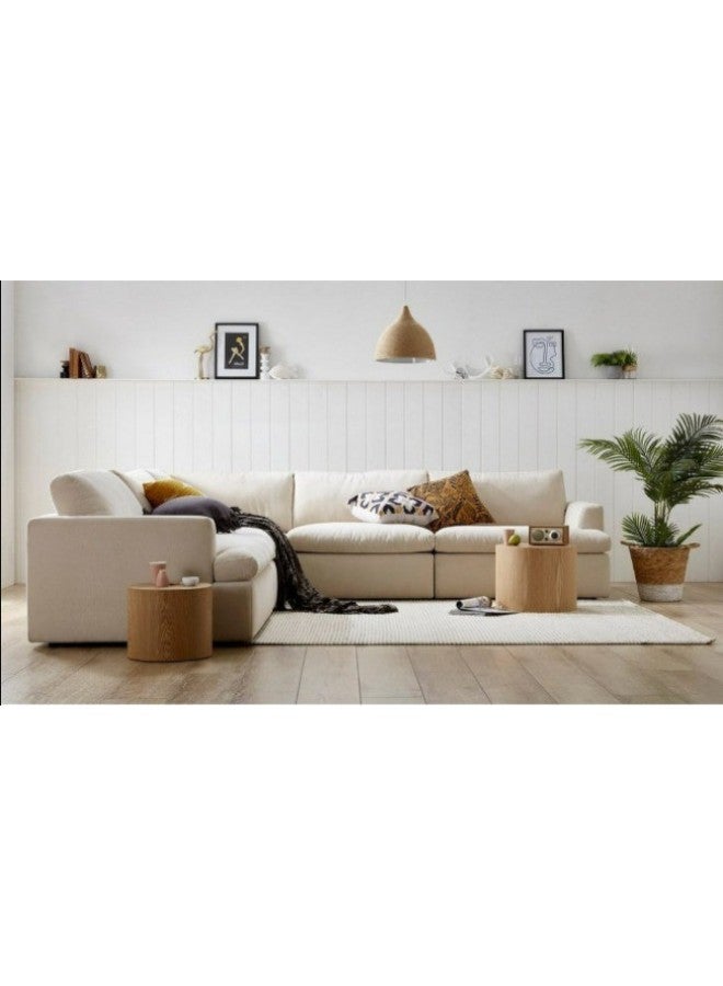 HomeJoyz |  Sophisticated Suede Sectional Sofa - L-Shape Design - Beige Luxury - Image 1