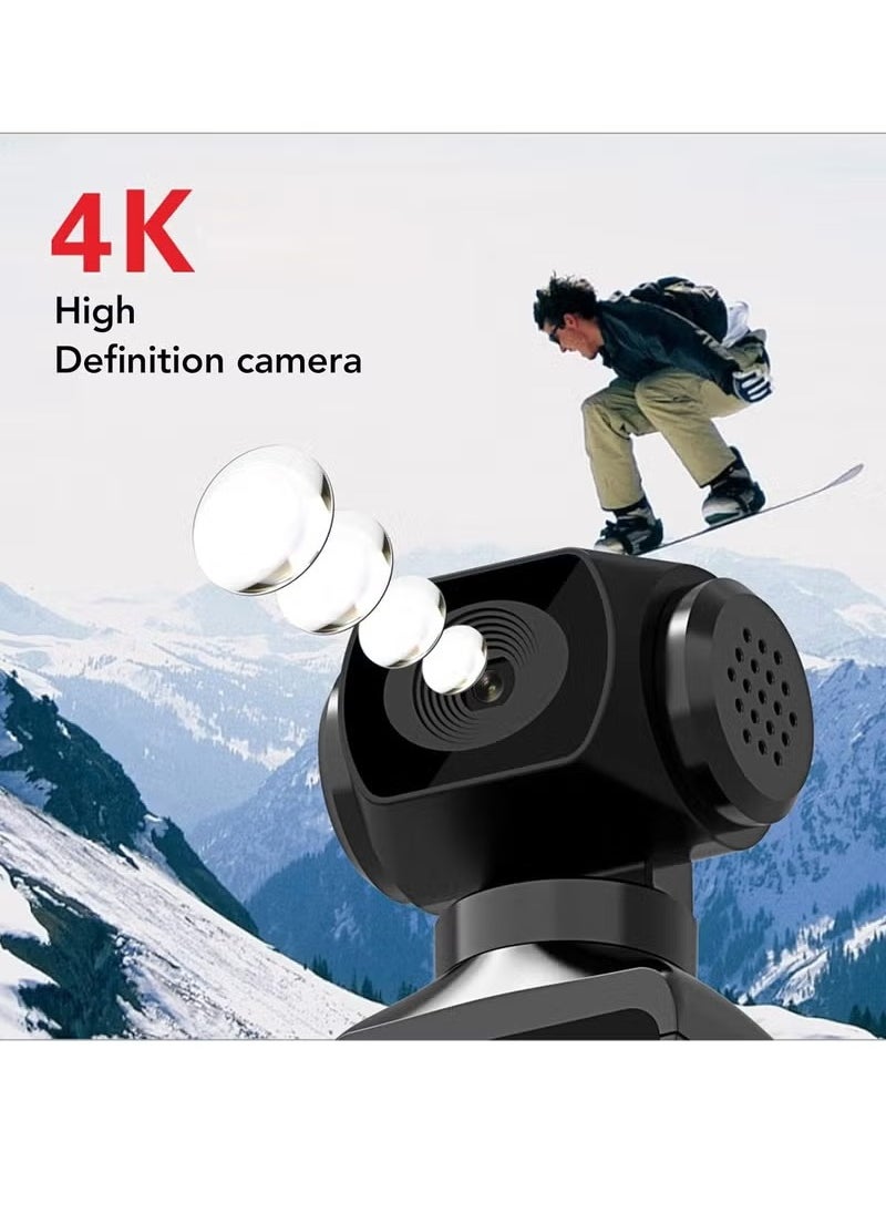 ماركة غير محددة كاميرا الجيب، كاميرا فيديو للجيب بدقة 4K فائقة الدقة، كاميرا فيديو متينة مضادة للاهتزاز، كاميرا فيديو خفيفة الوزن مع مشبك ميكروفون للأماكن الخارجية وركوب الخيل والغوص (قطعة واحدة، أسود)  - Image 4